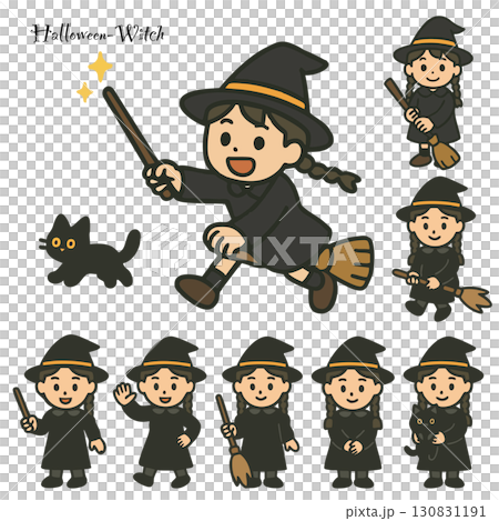 Halloween witch illustration set (vector material) Halloween witch illustration set (vector material) 130831191