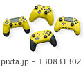 Wireless gaming controllers flying in air isolated on white background with clipping path, symbolizing gaming technology concept. 130831302
