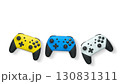 Wireless gaming controllers flying in air isolated on white background with clipping path, symbolizing gaming technology concept. 130831311