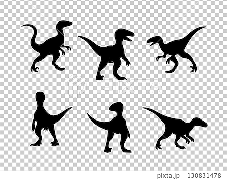 ヴェロキラプトルシルエットセットイラスト 130831478