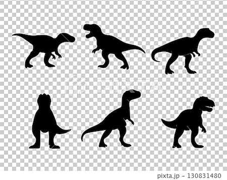 Tyrannosaurus Rex (T-Rex) silhouette set illustration 130831480
