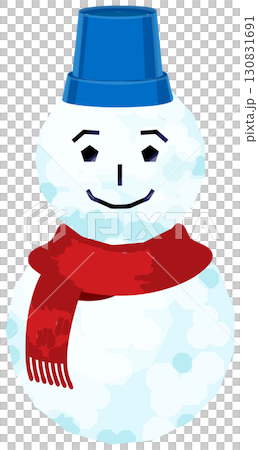 Two-tiered snowman and lots of fun decorations 130831691