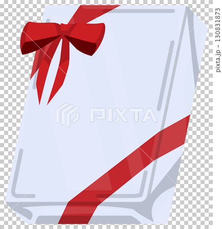 A flat present with a large, cute ribbon 130831873