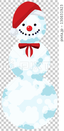 Three-tiered snowman with various hats 130831923