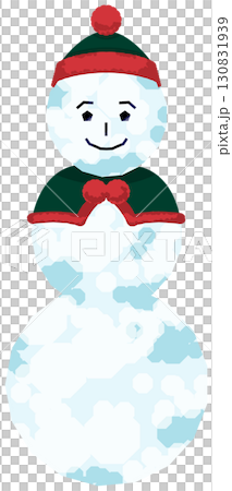 Three-tiered snowman with various hats 130831939