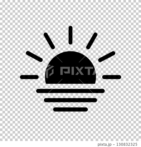 簡單的日出圖示素材 - 太陽，日出，簡約設計 130832325