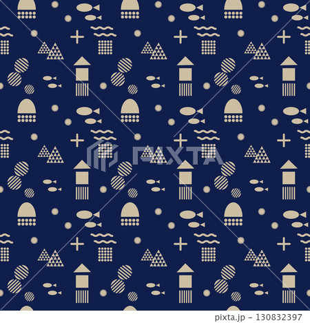 海のシームレスパターン背景(夜の海) 海のシームレスパターン背景(夜の海) 130832397