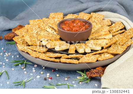 Bread sticks and crackers Bread sticks and crackers 130832441