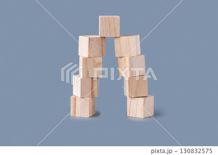 Wooden cubes towers 130832575
