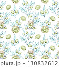 Olives and olive oil seamless pattern background in watercolor style featuring elements of Italian cuisine nature and beauty ideal for wallpaper 130832612