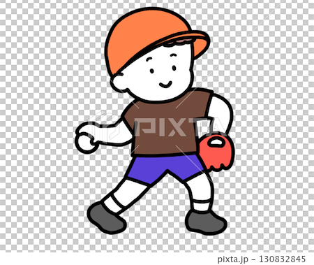 一個男孩扔球 130832845