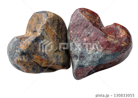 Unpolished heart-shaped stones. AI-generated item 130833055