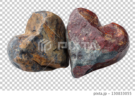 Unpolished heart-shaped stones. AI-generated item 130833055