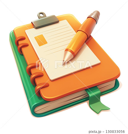 3d green notebook and pen. AI-generated item 3d green notebook and pen. AI-generated item 130833056