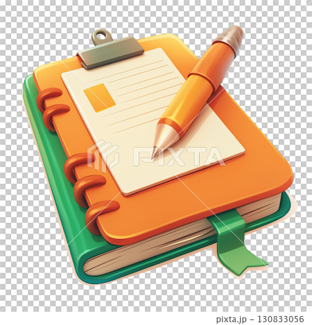 3d green notebook and pen. AI-generated item 3d green notebook and pen. AI-generated item 130833056