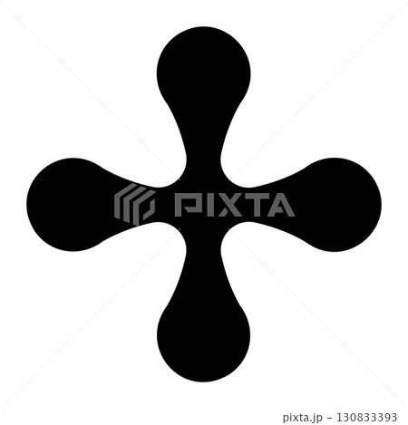 Abstract five-arm shape, radial symmetry, black splat icon design 130833393