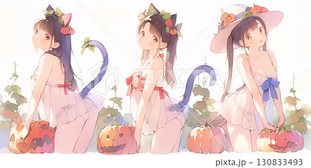 ハロウィンを楽しむ女の子 ハロウィンを楽しむ女の子 130833493