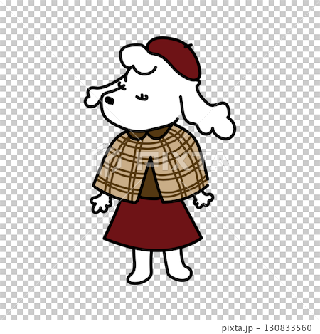 一隻狗穿著秋季服裝的插圖 一隻狗穿著秋季服裝的插圖 130833560