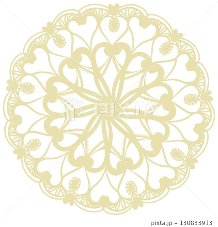 薄い黄色の可愛い柄のレースのイラスト 130833913