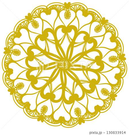黄色の可愛い柄のレースのイラスト 黄色の可愛い柄のレースのイラスト 130833914