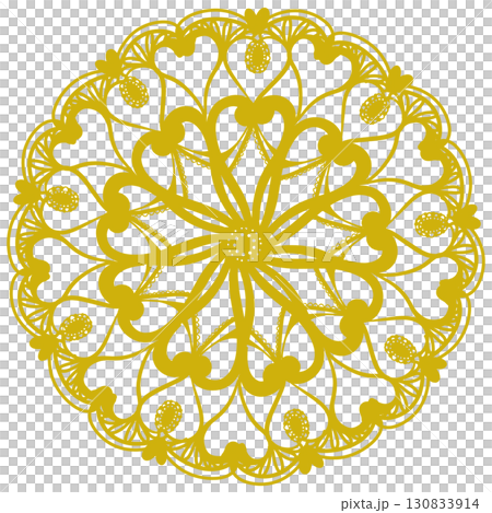 黄色の可愛い柄のレースのイラスト 黄色の可愛い柄のレースのイラスト 130833914