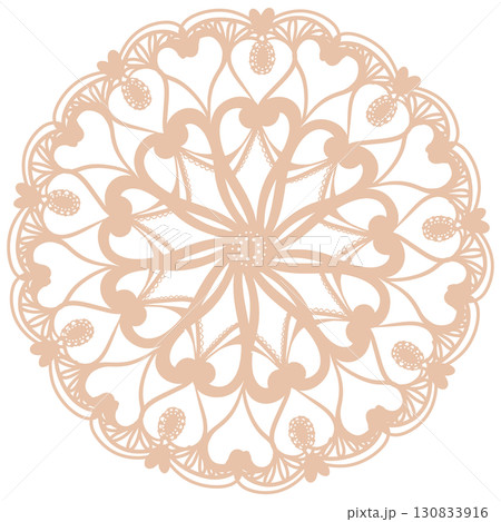 薄いオレンジ色の可愛い柄のレースのイラスト 130833916