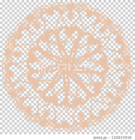薄いオレンジ色の可愛い柄のレースのイラスト 130833916
