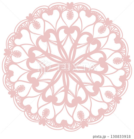 ピンク色の可愛い柄のレースのイラスト 130833918