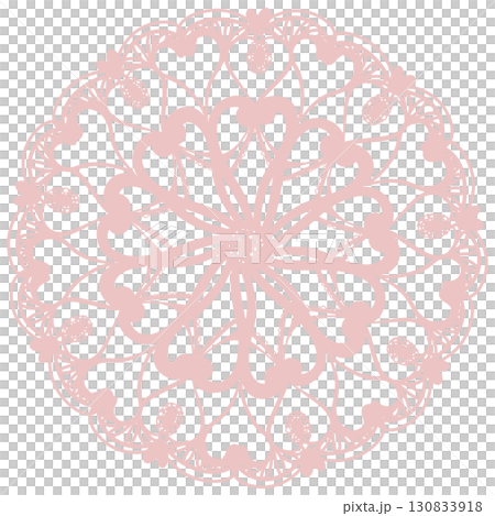ピンク色の可愛い柄のレースのイラスト 130833918