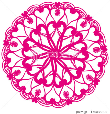 鮮やかなピンク色の可愛い柄のレースのイラスト 鮮やかなピンク色の可愛い柄のレースのイラスト 130833920