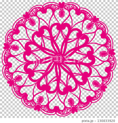 鮮やかなピンク色の可愛い柄のレースのイラスト 鮮やかなピンク色の可愛い柄のレースのイラスト 130833920