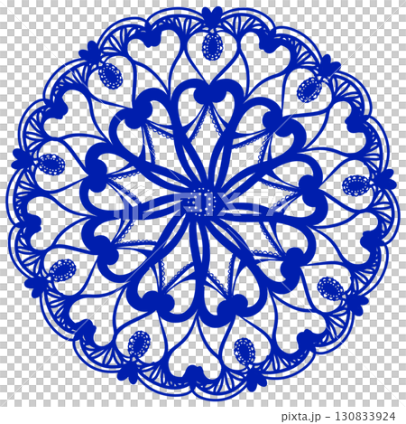 可愛的藍色蕾絲圖案插圖 130833924