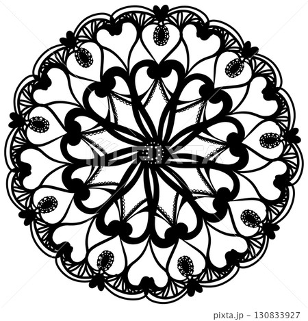 黒い可愛い柄のレースのイラスト 黒い可愛い柄のレースのイラスト 130833927