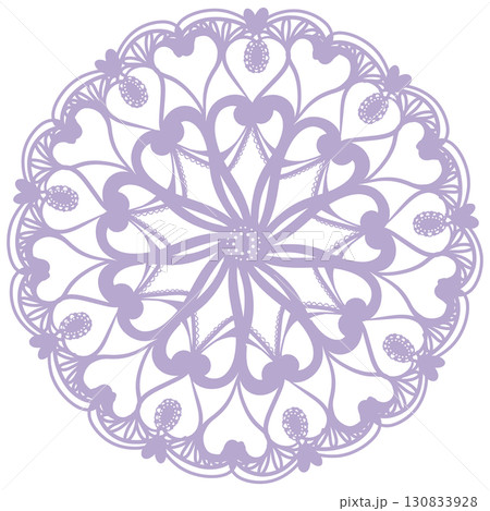 薄い紫色の可愛い柄のレースのイラスト 130833928