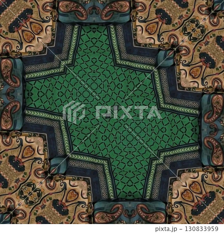 Turkish embroidery and batik art work for screen printing carpet, rug, fabric, tiles and flooring. Pattern design for the home decor, wrapping paper, curtains, wall covering etc 130833959