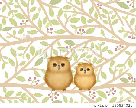 枝にとまるミミズク　G-3 130834026