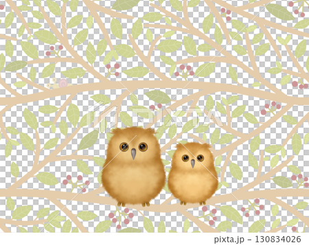 枝にとまるミミズク　G-3 130834026