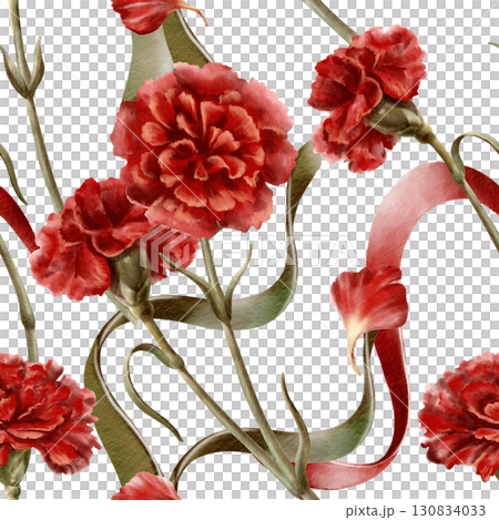 Portuguese revolution of carnations symbols red flower with ribbons colored national flag symbolizing freedom,peaceful change in the nation's life,and democracy.Watercolor hand drawn seamless pattern Portuguese revolution of carnations symbols red flower with ribbons colored national flag symbolizing freedom,peaceful change in the nation's life,and democracy.Watercolor hand drawn seamless pattern 130834033
