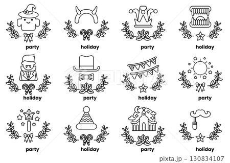 set of illustrations in the concept of Halloween and holidays in a line style set of illustrations in the concept of Halloween and holidays in a line style 130834107