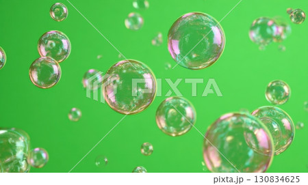 Soap bubbles isolated on green background....のイラスト素材 [130834625] - PIXTA