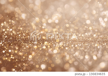 Golden sparkle glitter blurred background. Glittering sequins wall. Blank empty textured effect. Creative bright vibrant gold color backdrop. Shiny lights wallpaper ads, gifts wrap, web design. Banner 130834635