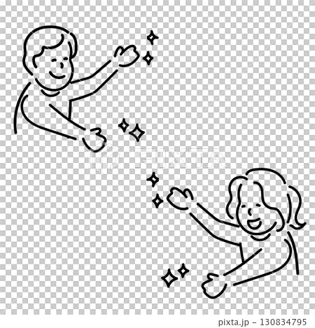 何かを紹介するポーズの男女のイラスト 何かを紹介するポーズの男女のイラスト 130834795