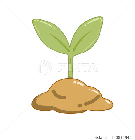 young plant with roots in the ground 130834940