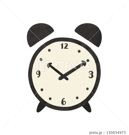 シンプルな目覚まし時計10時10分　水彩風手描きイラスト 130834973