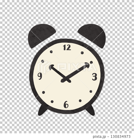 シンプルな目覚まし時計10時10分　水彩風手描きイラスト 130834973