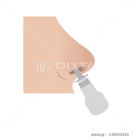 Person using nasal spray for sinus congestion relief 130835810