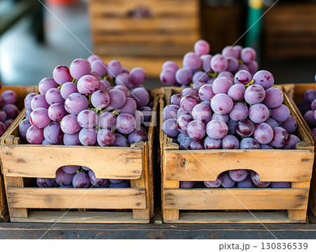 Ripe grape purple fresh on sale. organic agriculture farm. AI Generated. Ripe grape purple fresh on sale. organic agriculture farm. AI Generated. 130836539