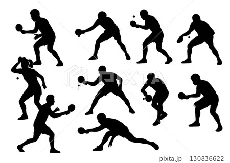 卓球をする人物のシルエット素材 卓球をする人物のシルエット素材 130836622