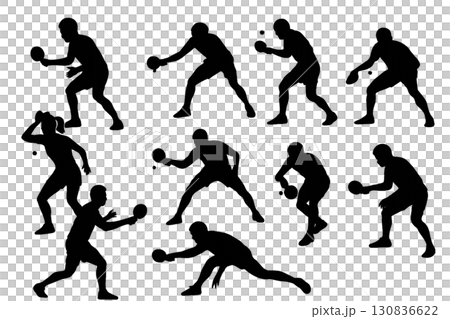 打乒乓球的人的剪影素材 130836622