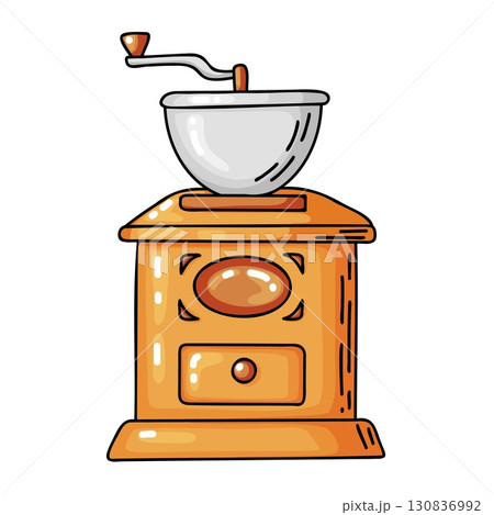 Vintage Coffee Grinder Hand Drawn Illustration 130836992